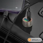 Автомобильное зарядное устройство HOCO Z57A / TYPE-C/TYPE-C, цвет металлик — миниатюра 6