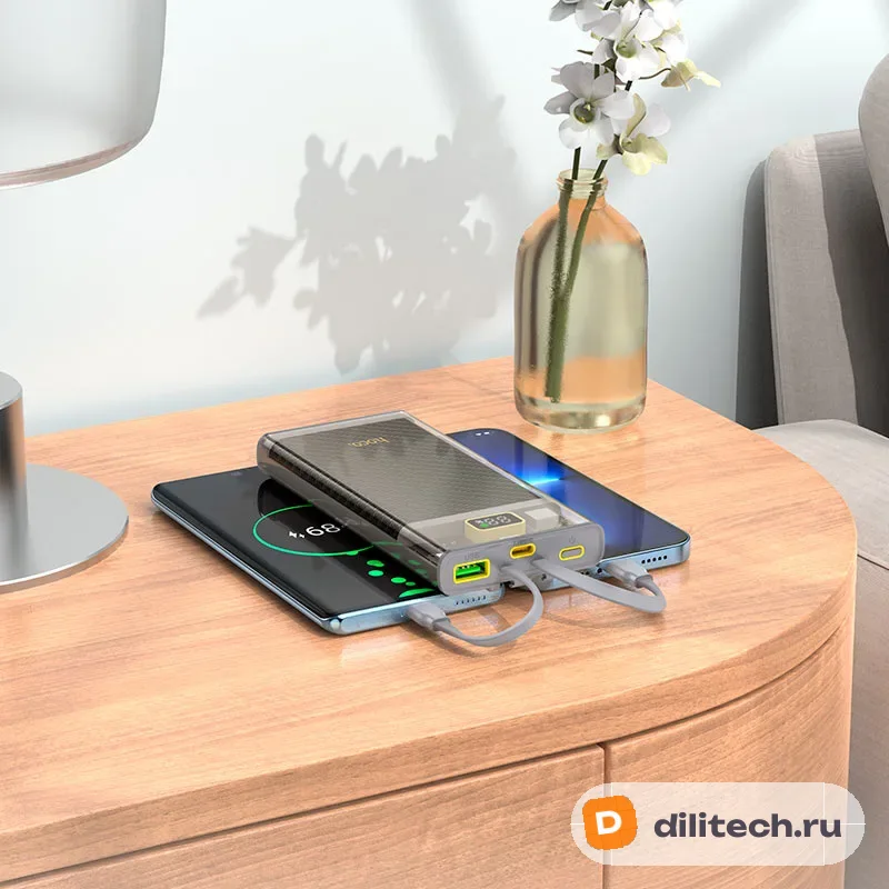 Внешний аккумулятор HOCO J104A / (20000mAh) / 22.5W+IOS/TYPE-C20W, серый — фото 6
