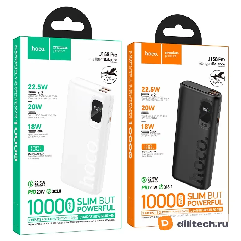 Внешний аккумулятор HOCO J158A / (10000mAh), чёрный — фото 8
