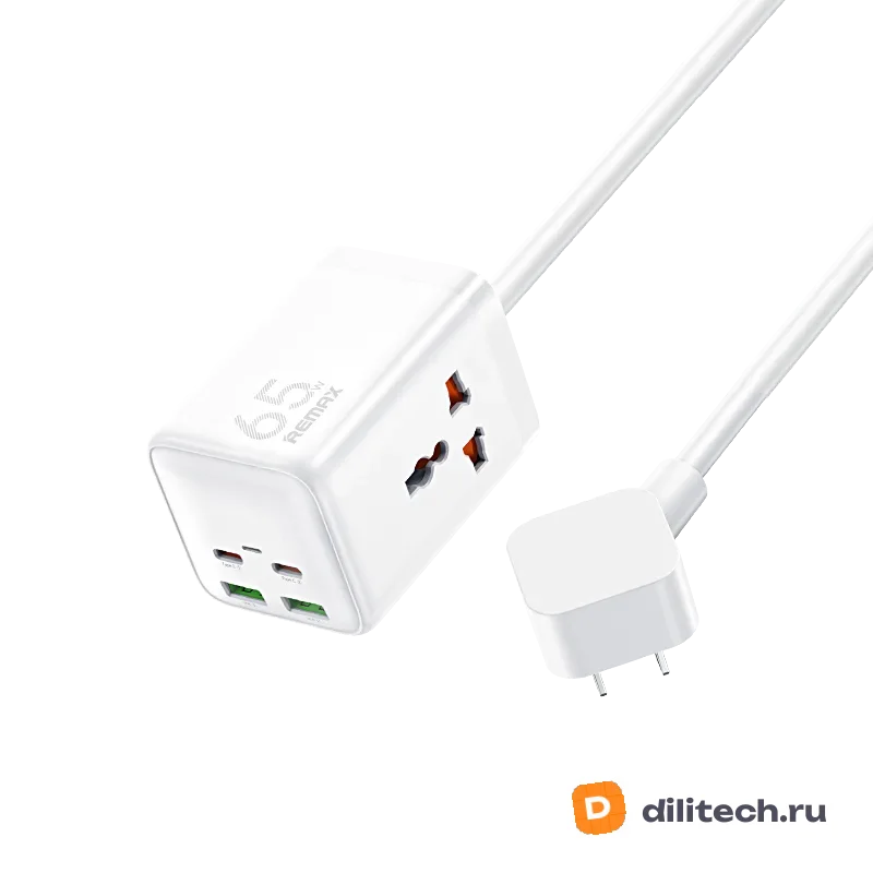 Зарядное устройство REMAX RP-U157 Kiddy 65W 2A+2C GaN Power Strip (EU) WHITE — фото 2