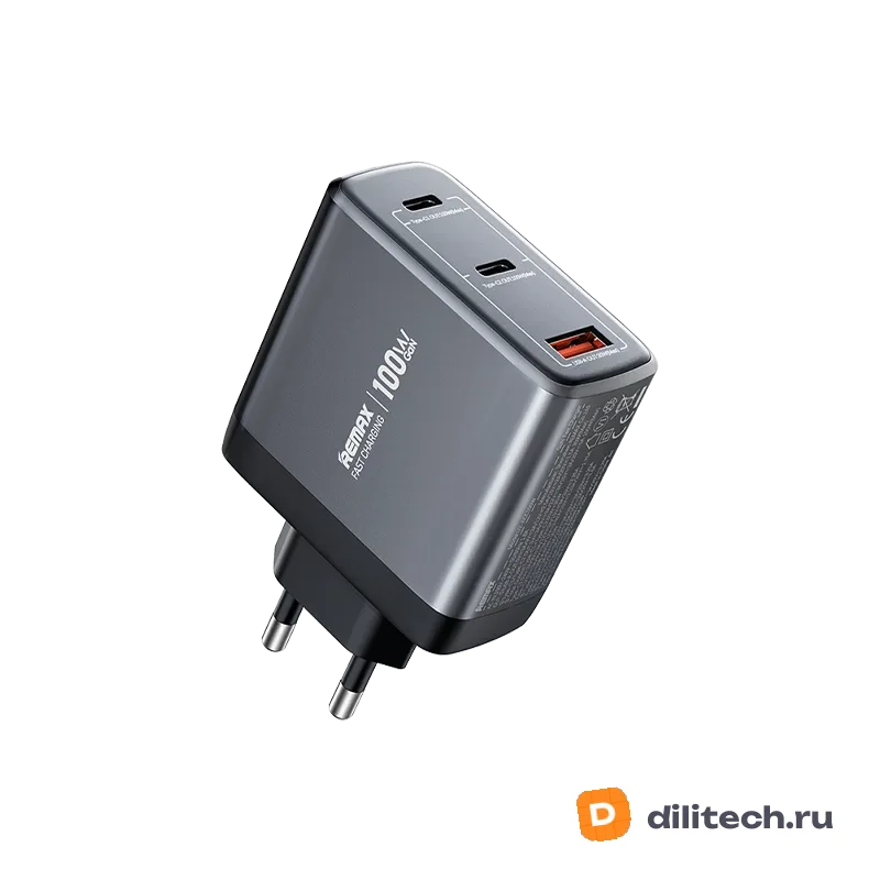 Зарядный адаптер REMAX U2-ACC100W EU Silver GaN Fast Charger