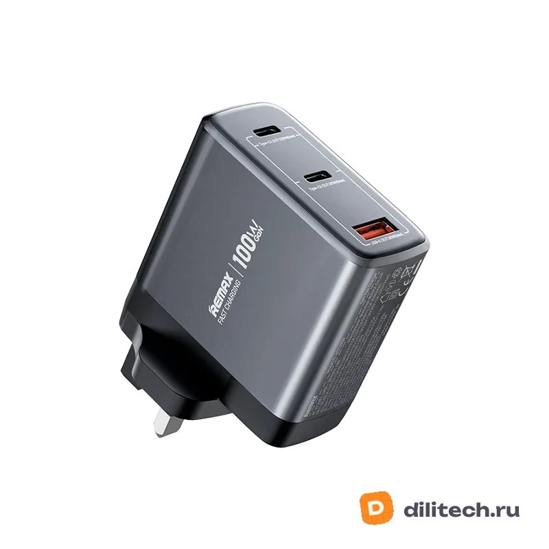 Зарядный адаптер REMAX U2-ACC100W EU Silver GaN Fast Charger — фото 3