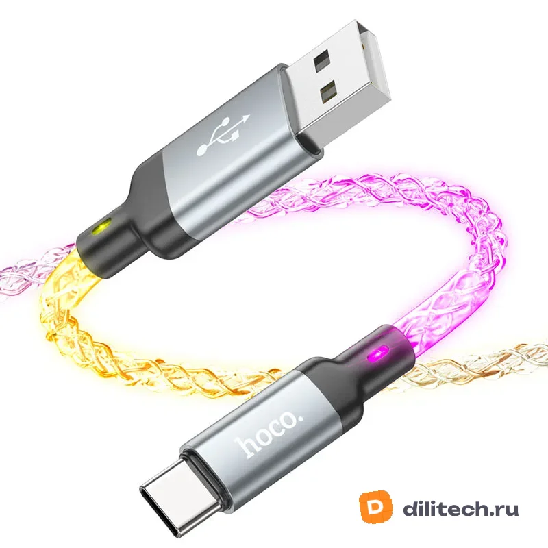 Кабель USB Type-C HOCO U112 / TYPE-C, цвет серебристый — фото 2