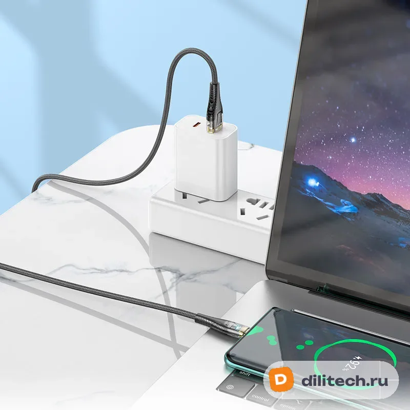 Кабель USB Type-C HOCO U121 / IOS/TYPE-C, цвет чёрный — фото 7