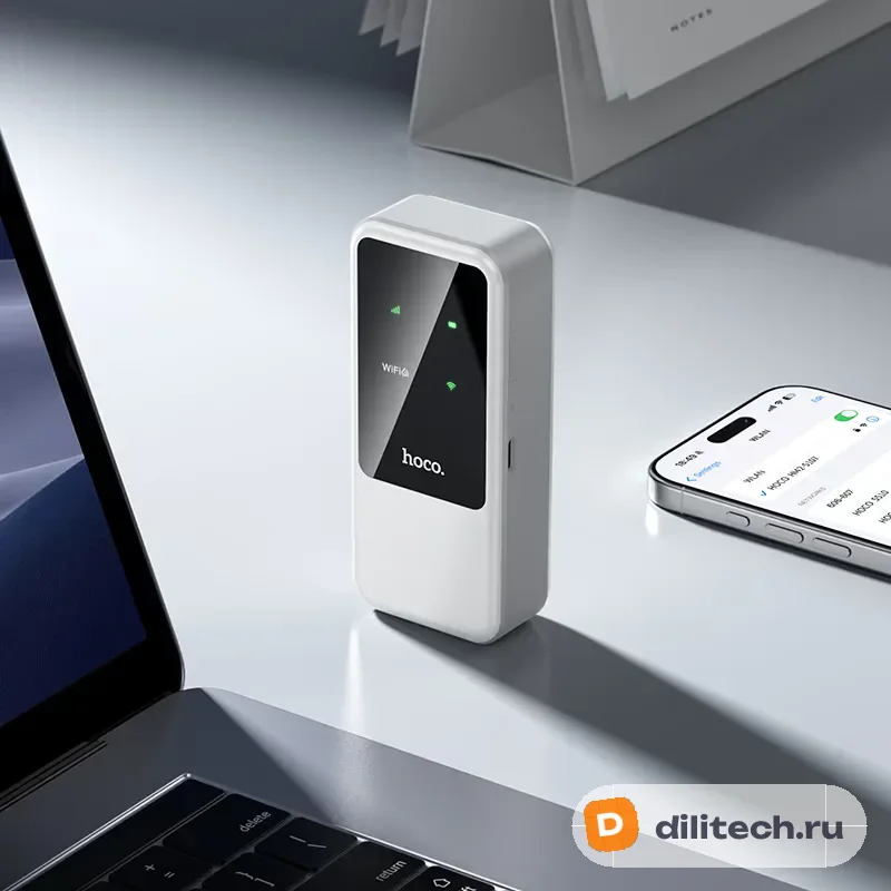 Портативный Wi-Fi роутер HOCO HI42, белый — фото 6