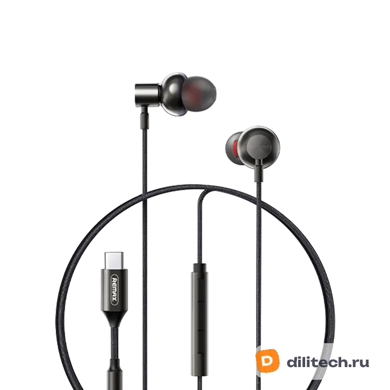 Проводные наушники REMAX RM-730 /Grey Metal Braided Earphone