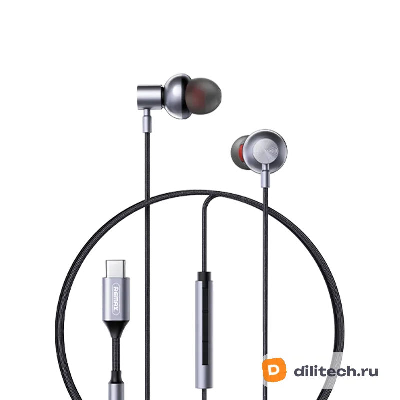 Проводные наушники REMAX RM-730 /Grey Metal Braided Earphone — фото 2