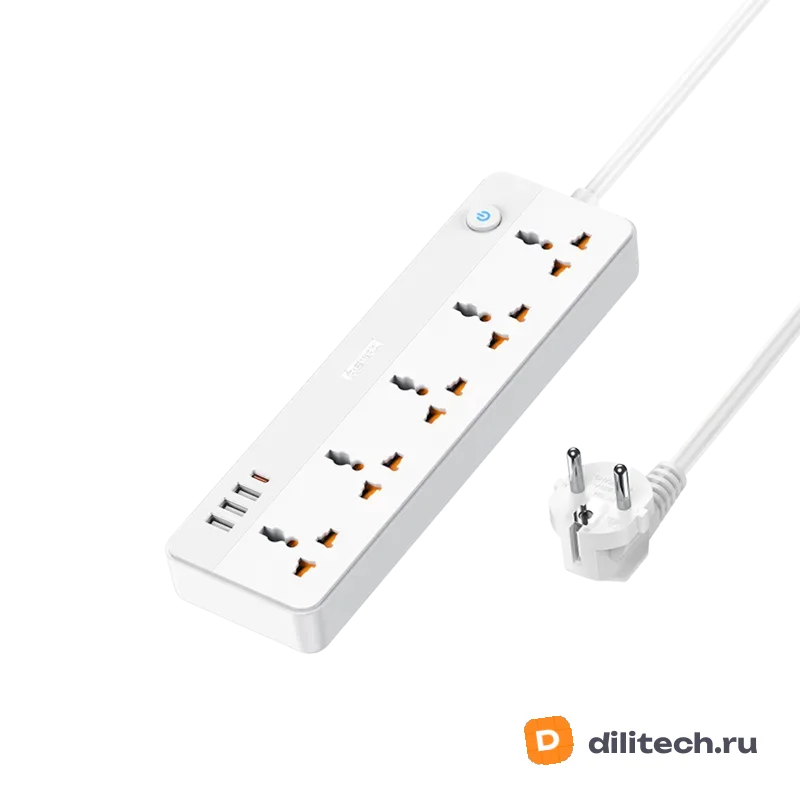 Сетевой разветвитель REMAX RP-U160 Kiddy 30W 3A1C 5-outlet Power Strip WHITE
