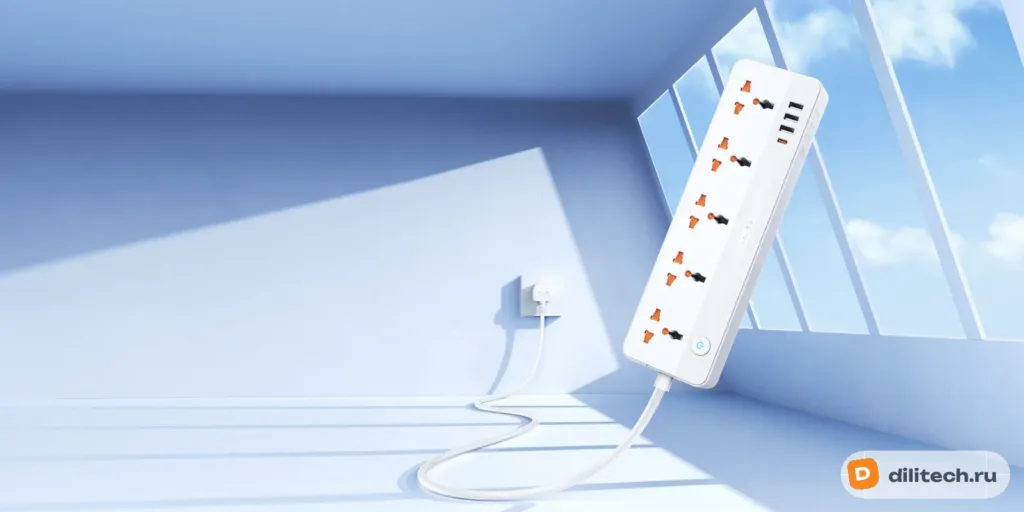 Сетевой разветвитель REMAX RP-U160 Kiddy 30W 3A1C 5-outlet Power Strip WHITE — фото 7