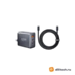 Складной адаптер REMAX CA-20(ACC65W)EU Tigin Series 65W Typc-C-C GaN Data Cable — миниатюра 2