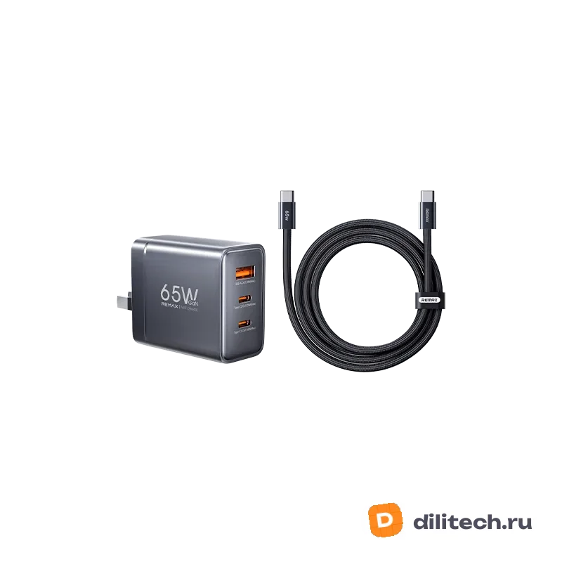 Складной адаптер REMAX CA-20(ACC65W)EU Tigin Series 65W Typc-C-C GaN Data Cable — фото 2