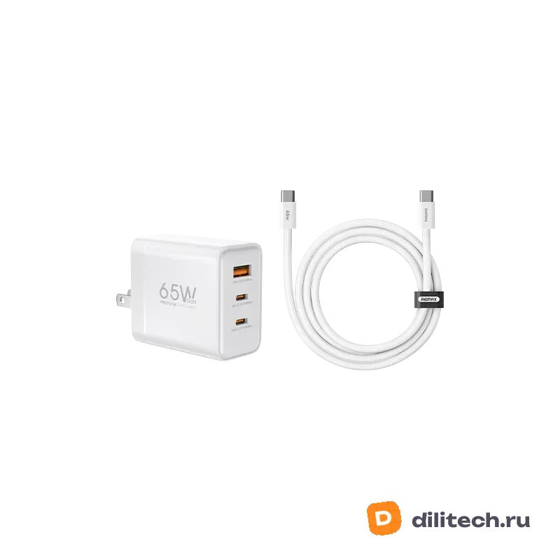 Складной адаптер REMAX CA-20(ACC65W)EU Tigin Series 65W Typc-C-C GaN Data Cable