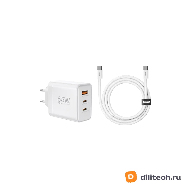 Складной адаптер REMAX CA-20(ACC65W)EU Tigin Series 65W Typc-C-C GaN Data Cable — фото 3